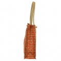 15-  ORANGE & TAN GREEK KEY JUTE BAG